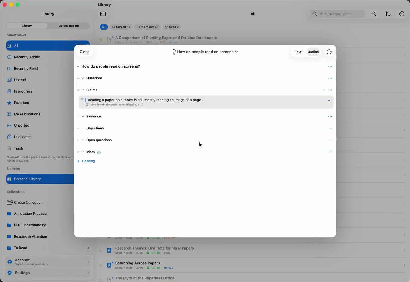 研究テーマを Markdown や Word で書き出すところ