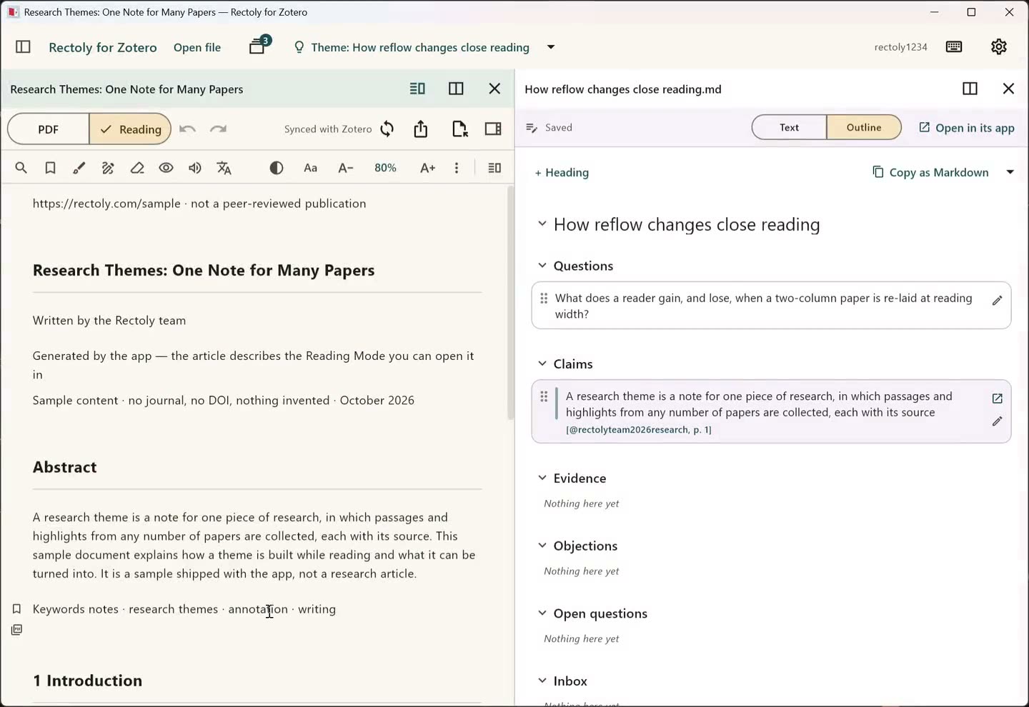 研究テーマを Markdown や Word で書き出すところ