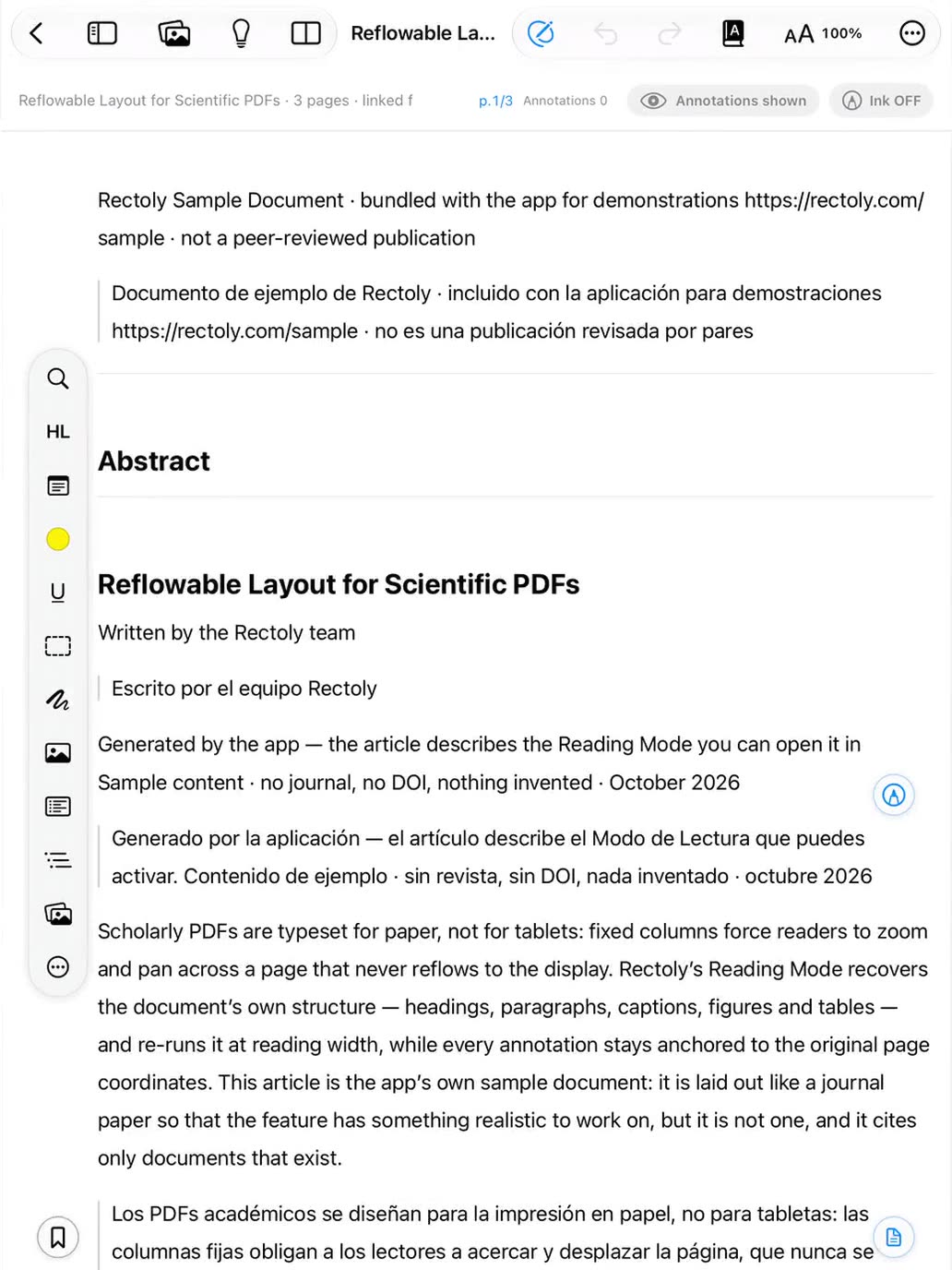 Paragraphs further down the paper already carrying their translation
