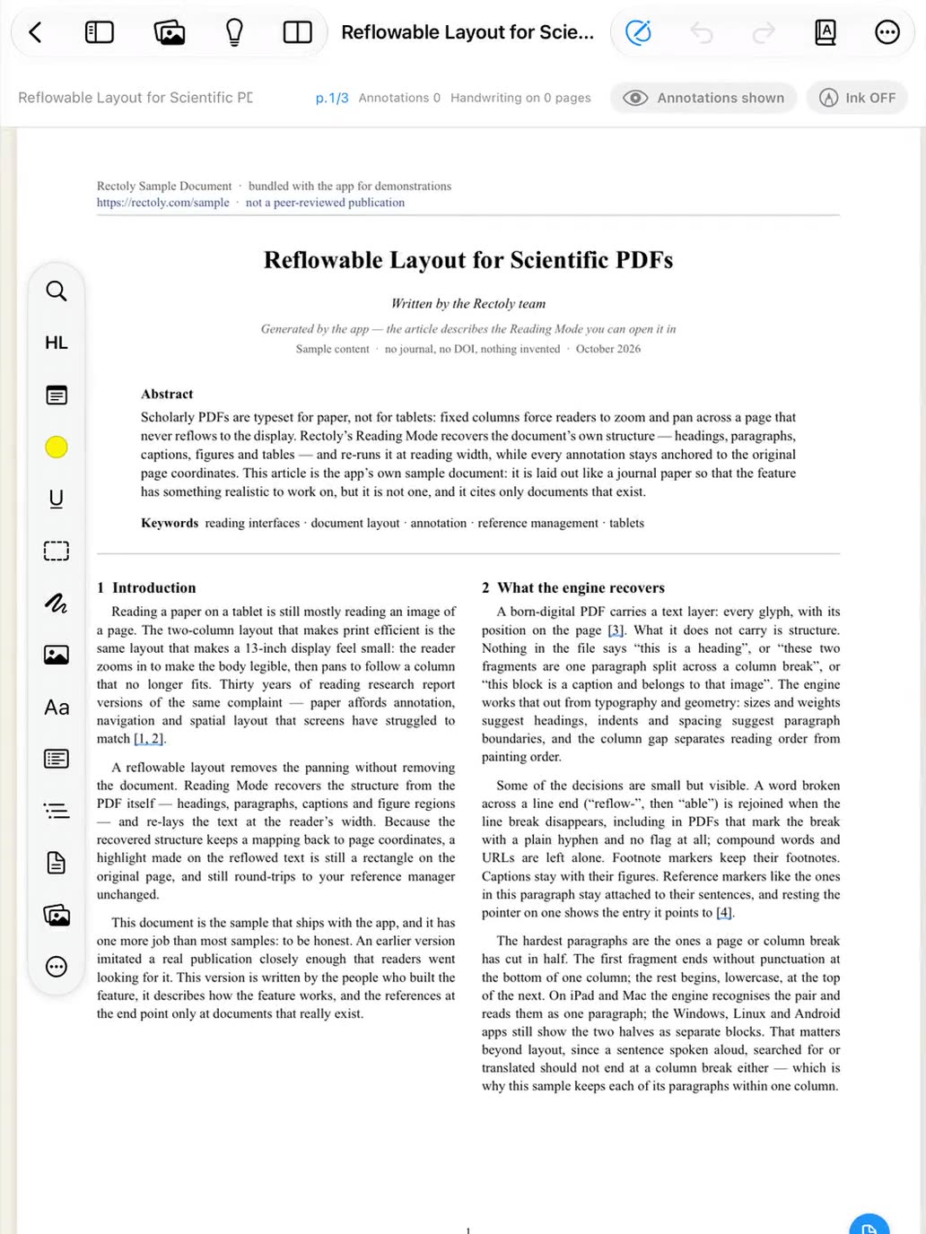 A PDF page switched from the original to the translation, its layout unchanged