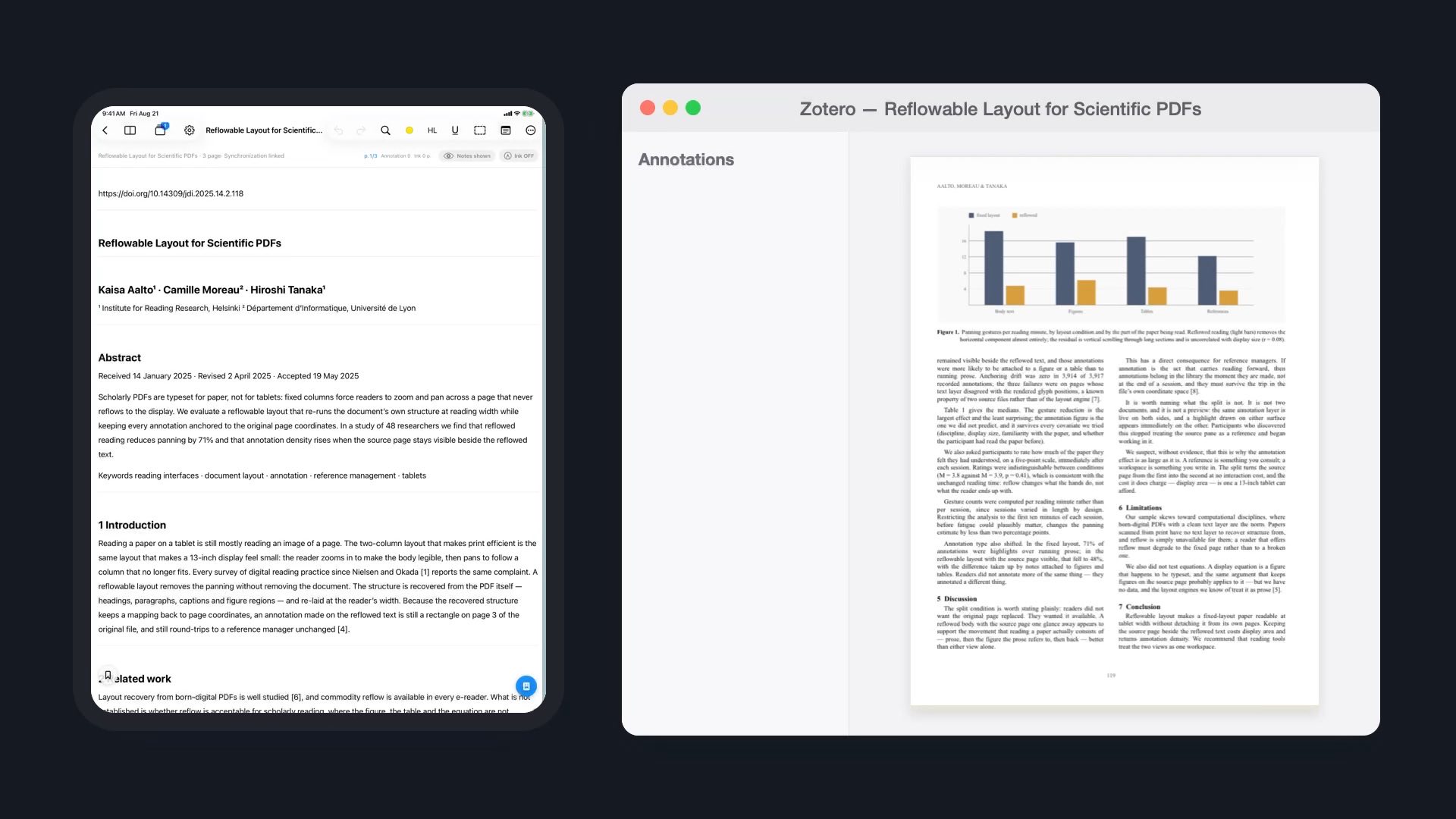 iPad で書いた手書きがデスクトップの Zotero に現れる様子